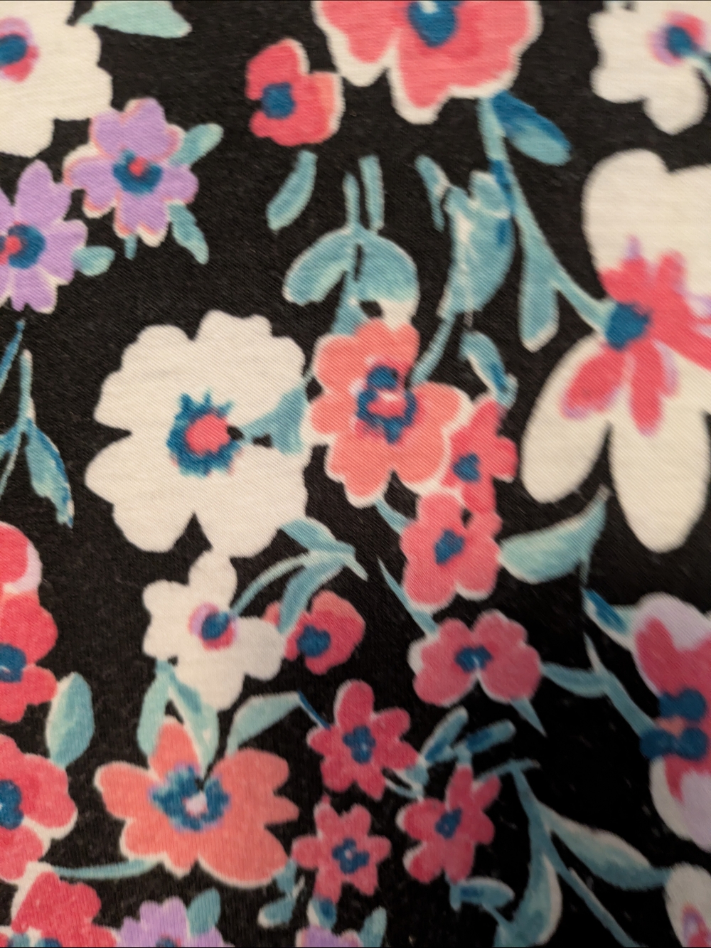 🔴 Links Floral Tunic Top - Black with Pink, White & Purple Flowers - Picture 4 of 11